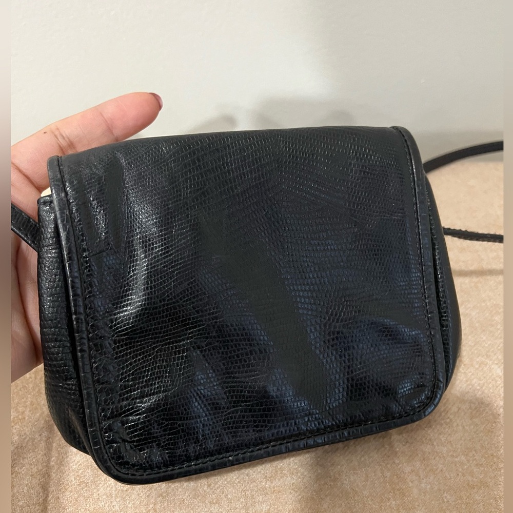 Beautiful Andrea Carrano Black leather mini shoulder bag- made in Italy.